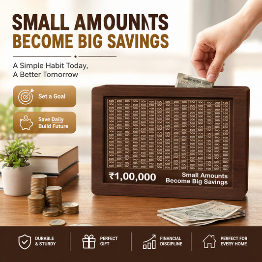 Money Saving Challenge Box βΉ1,00,000 | Premium Wooden Savings Tracker Box | Cravinggs