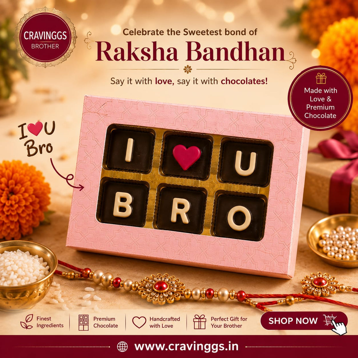 I Love You Bro Chocolate | Rakhi Gift | Cravinggs