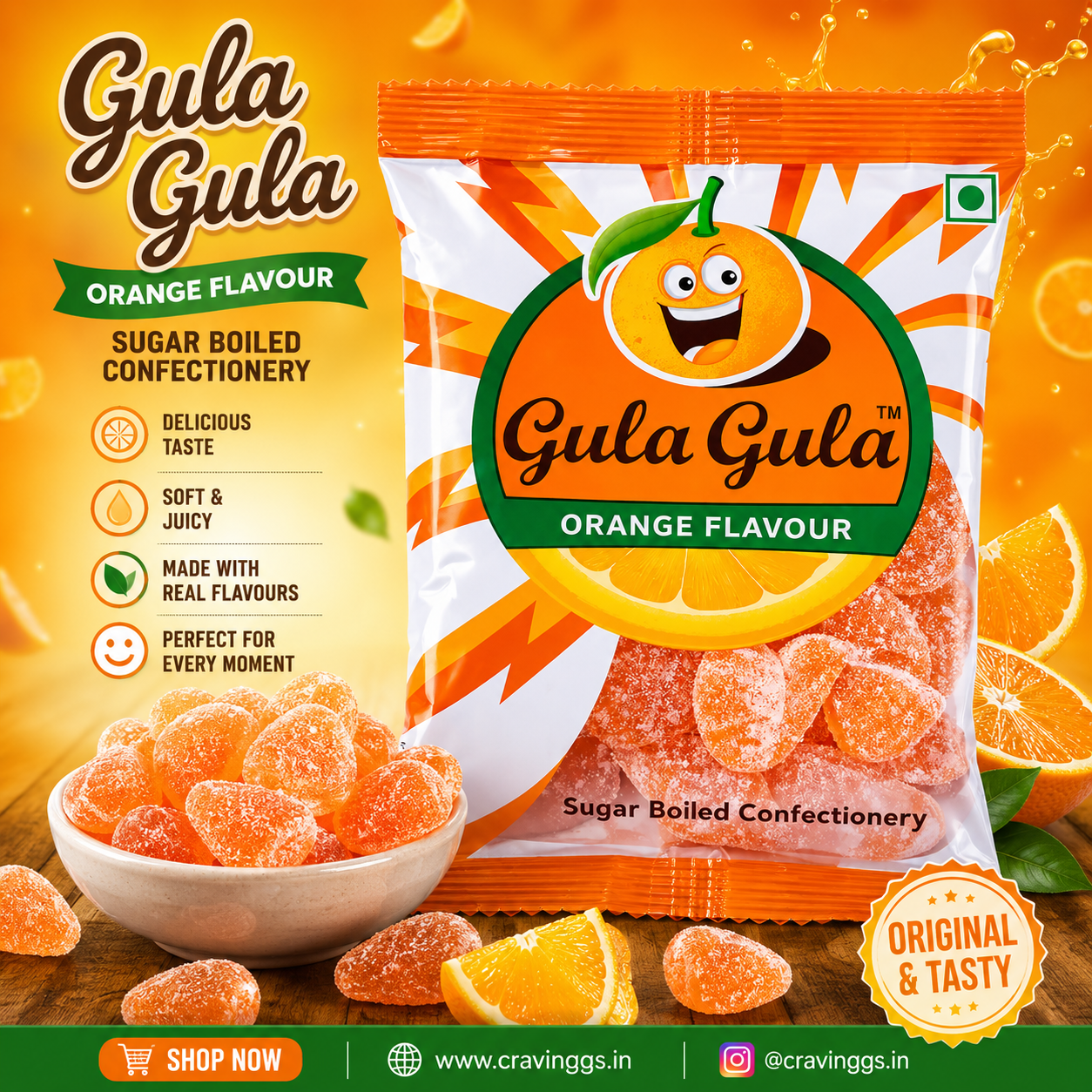 Gula Gula Candy | Orange Flavour | 100 g | Cravinggs