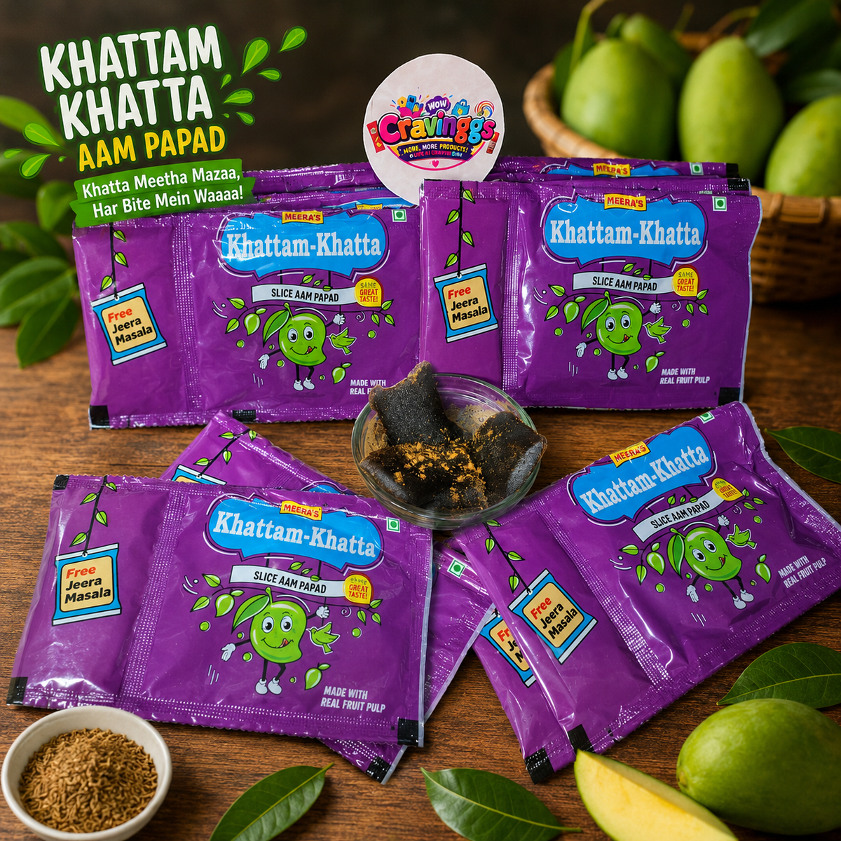 Khattam Khatta Big Aam Papad | Pack of 10 Pcs | Cravinggs