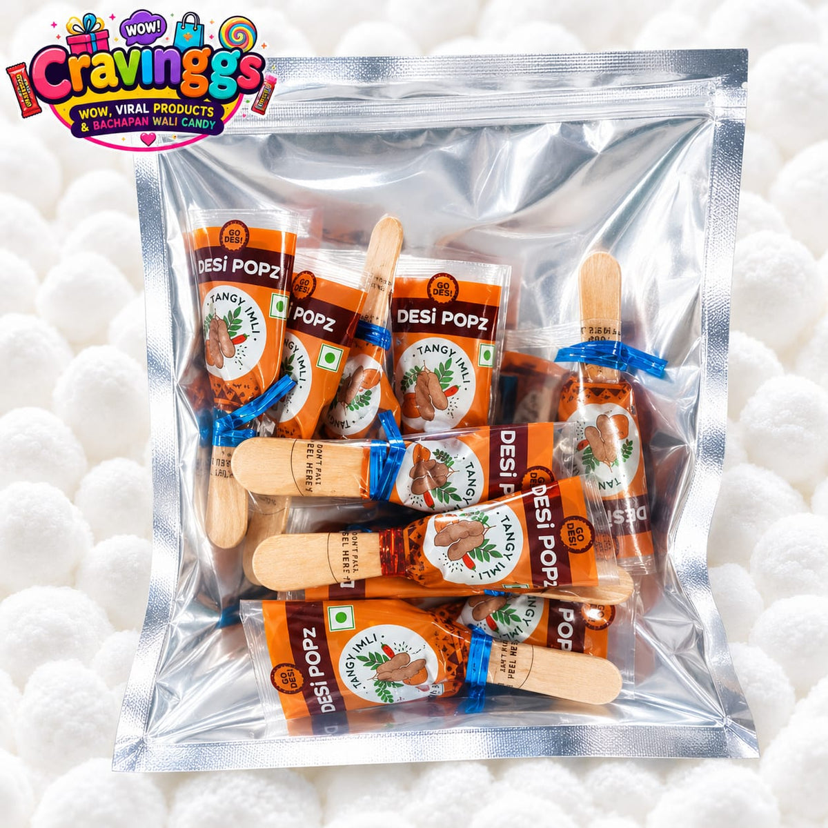GO DESi Popz | Tangy Imli | Pack of 10 | Cravinggs