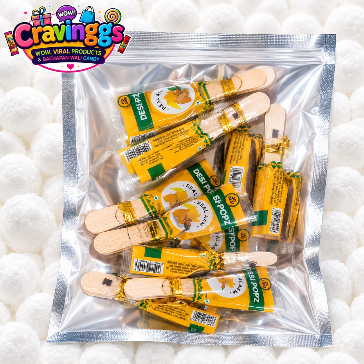 GO DESi Popz | Real Aam | Pack of 10 | Cravinggs