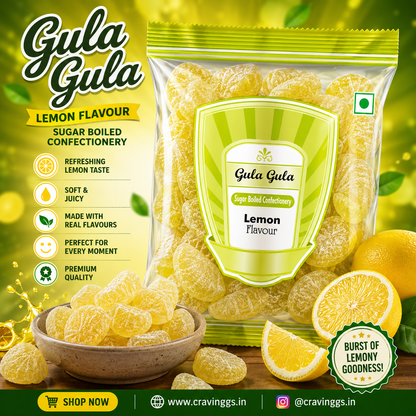 Gula Gula Candy |Lemon Flavour | 100 g | Cravinggs